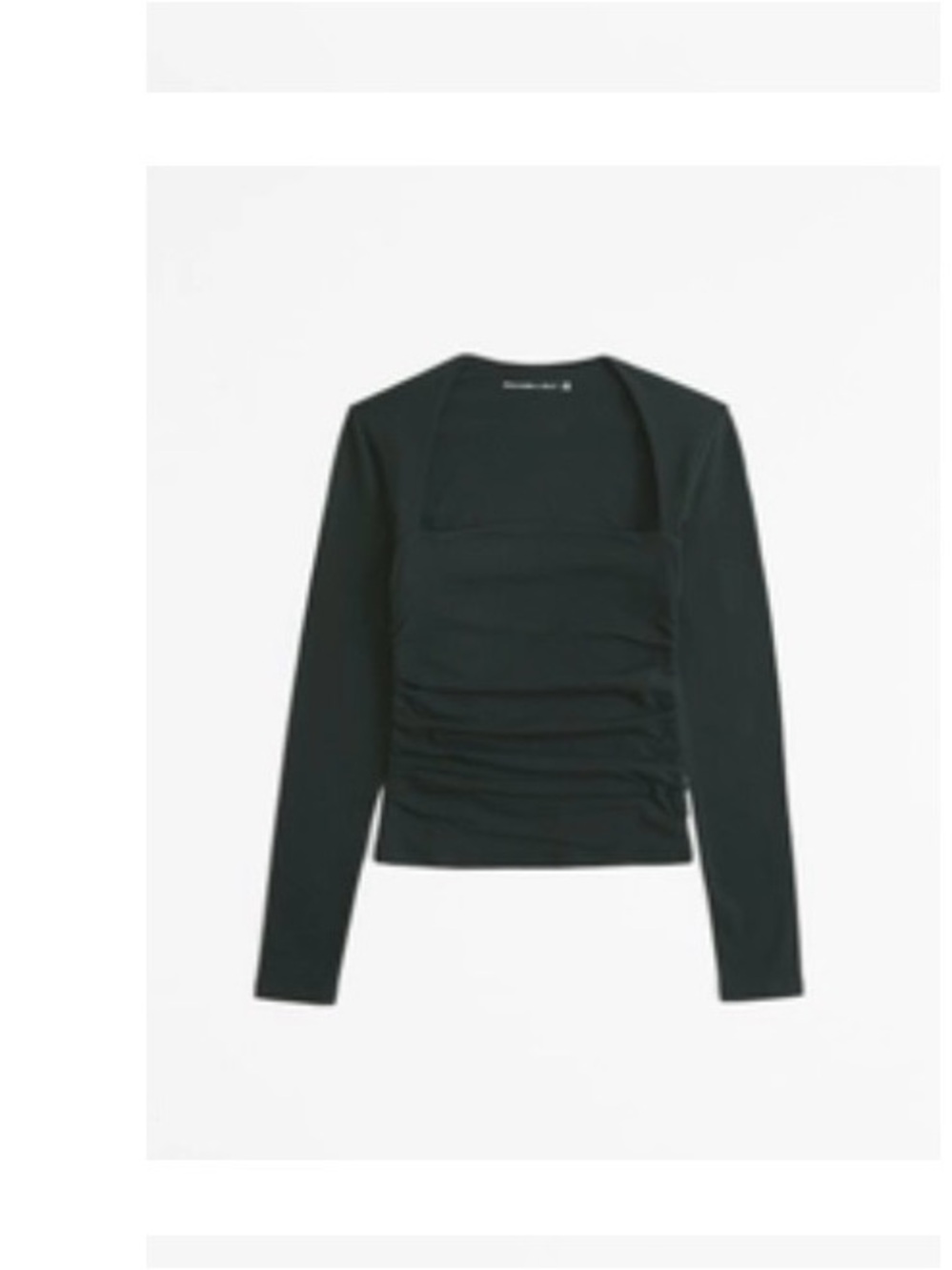 Abercrombie & Fitch Black Long-Sleeve Square Neck Ruched Top